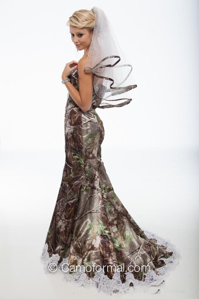 Elegant Mermaid Camo Dresses Sweetheart Appliques Satin Backless Country Wedding Dress Camouflage Cowgirls Bridal Gowns 6660312