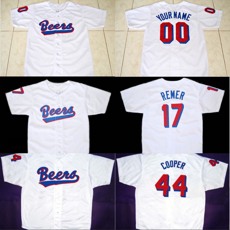 BEERS Movie Jersey Button Down White 17 Doug Remer 44 Joe Coop Cooper 100% Stitched Custom Baseball Jerseys Any Name Number Free Shipping, Custom any name any number
BEERS Movie Jersey Button Down White 17 Doug Remer 44 Joe Coop Cooper 100% Stitched Custom Baseball Jerseys Any Name Number Free Shipping, Custom any name any number