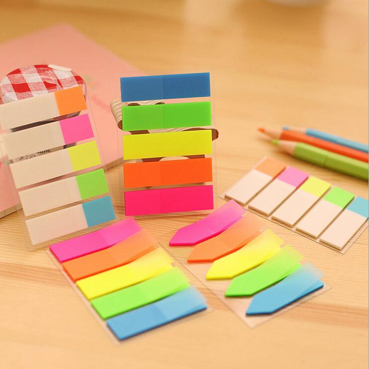 

1 Piece Sticky Post Filofax Memo Pads Office Supplies School Scratch Stationery Rainbow Fluorescence Index Notepad Notes