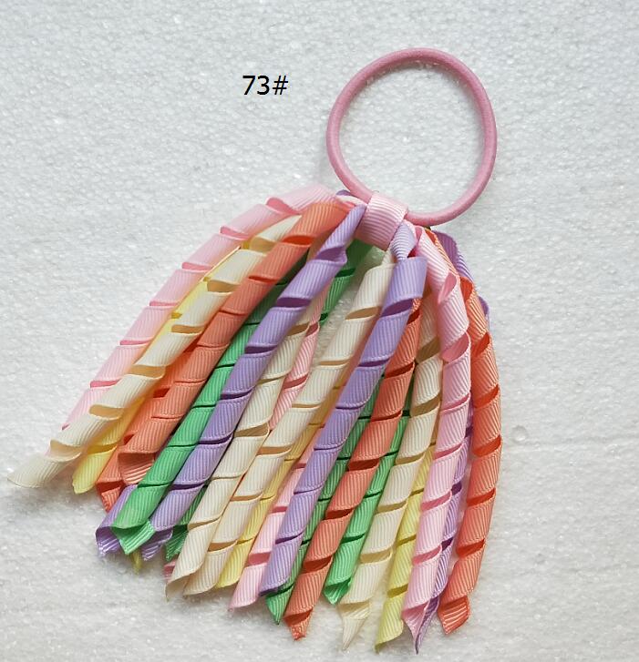18 pcs Girl O A-korker Ponytail holder rainbow hair accessories corker tassel streamers hair flower elastic Curly ribbon headwear PD002 - view 7