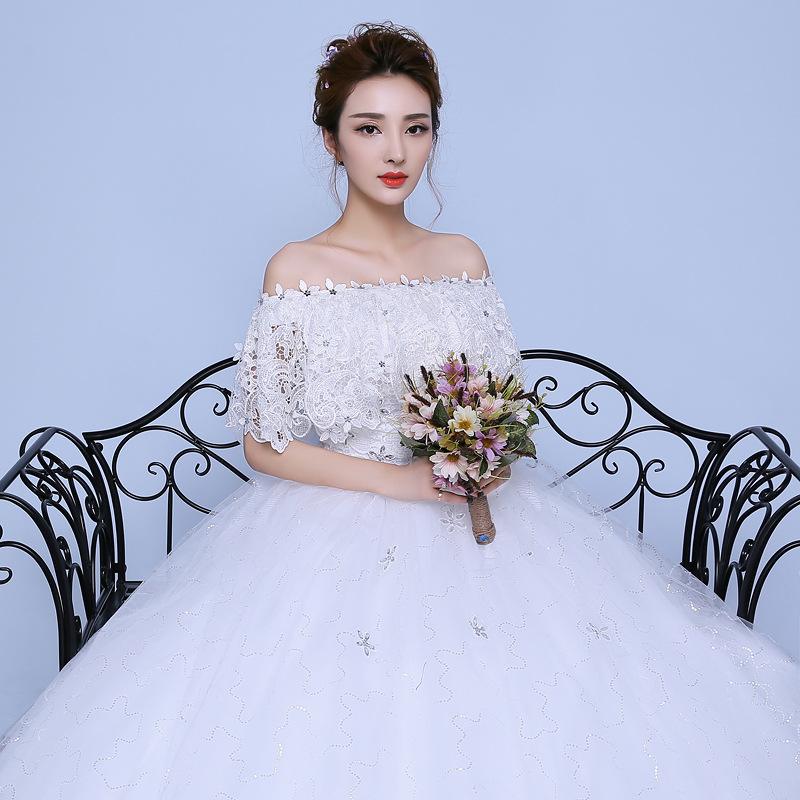 Plus Size Princess Off The Shoulder Lace Boat Neck Wedding Dress 2018 Fashionable Bridal Gowns vestido de casamento