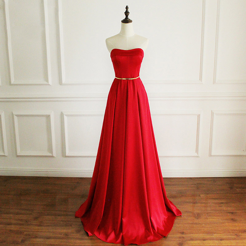 Elegant Red Long Evening Dress High Quality Satin Strapless Lace-up with Zipper Back Detachable Sash Long Prom Dresses Royal Blue,Champagne, Lavender
Elegant Red Long Evening Dress High Quality Satin Strapless Lace-up with Zipper Back Detachable Sash Long Prom Dresses Royal Blue,Champagne, Lavender