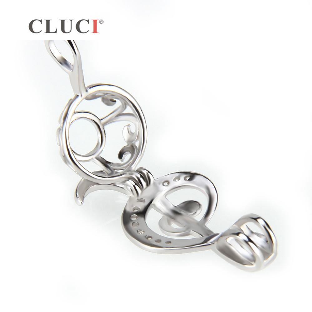 CLUCI musical symbol Treble Clef shape pearl cage pendant 925 sterling silver necklace pendant 3pcs S18101607