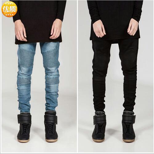 Men's Design Slim Fit Ripped Skinny Jeans Fashion Hi-Street Distressed men Denim Joggers Knee Holes Washed Destroyed creases Casual Pants