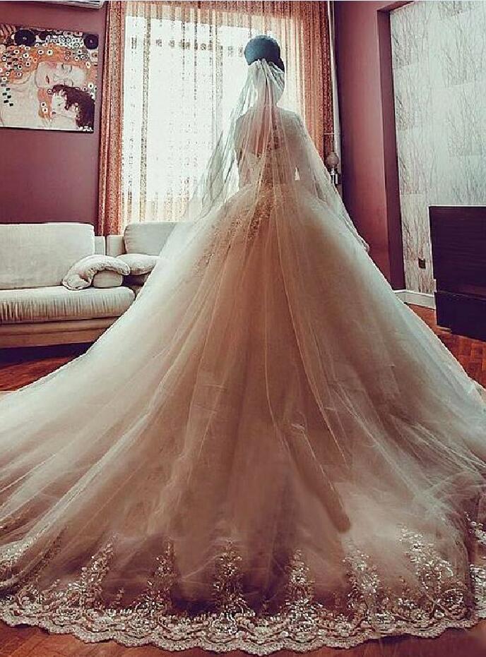 Wedding Dresses 2019 Latest A-line Great Gatsby Sparkly Garden Dubai Arabic Long Sleeve Chapel Train Country Bridal Gowns Keyhole