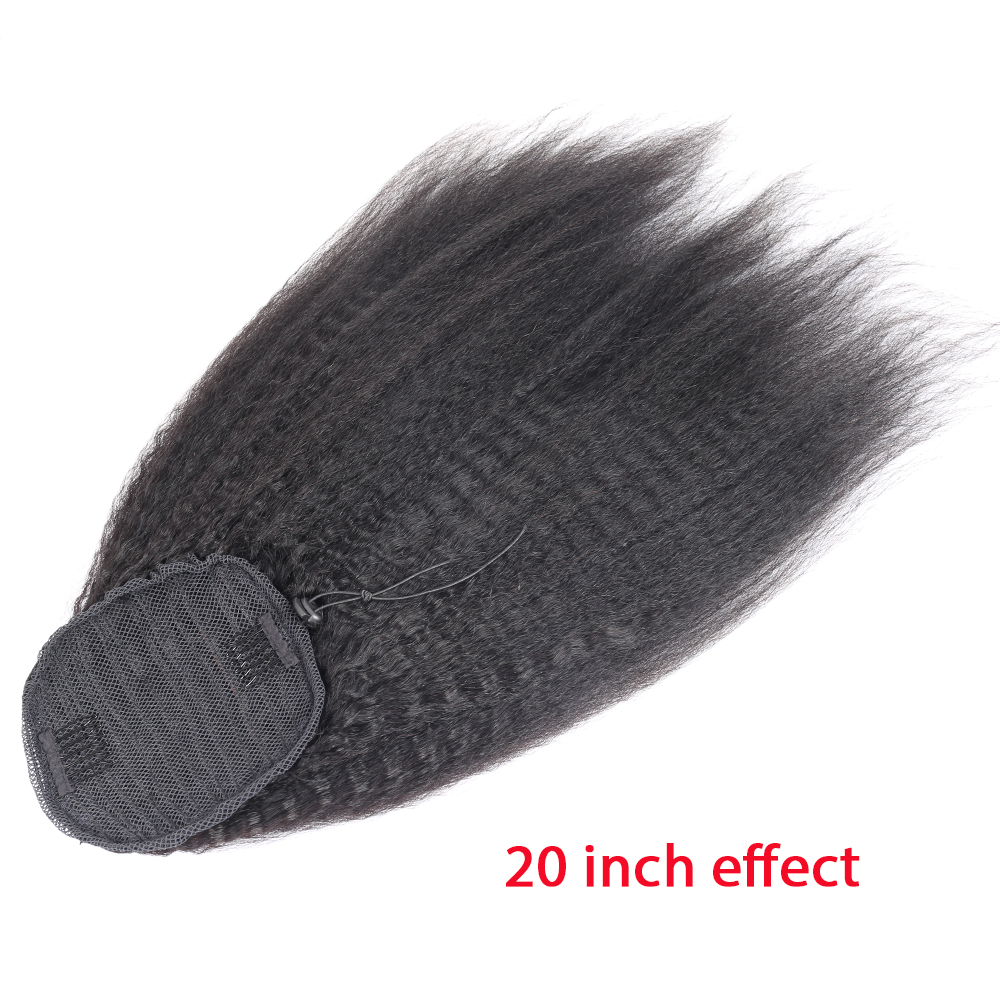 8A Afro Kinky Straight Curl Ponytail Human Hair Extensions Natural Black Remy Human Hair Clip In Ponytails 100gram