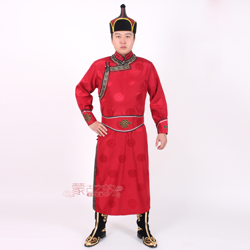 New fashion Mongolian long robe men's wedding party ethnic clothing grassland living costume Chinese national dress male