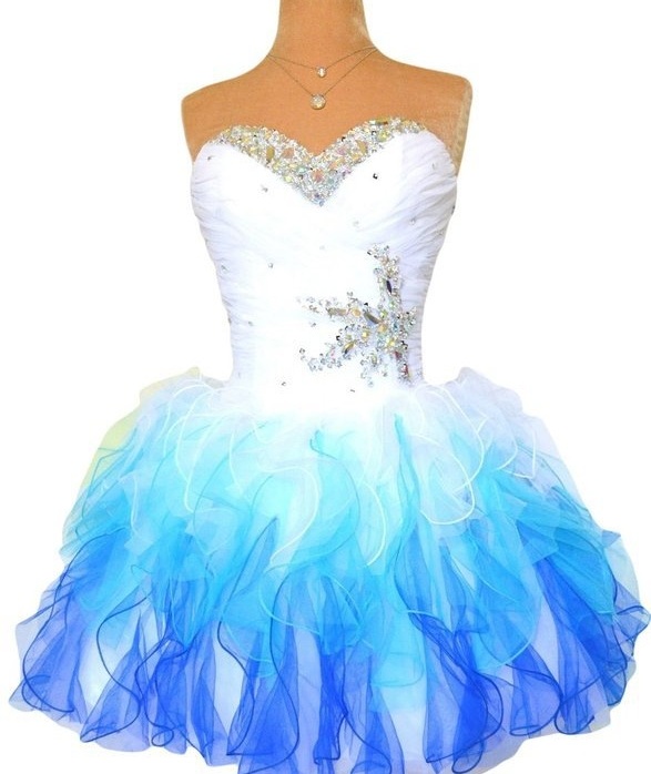 Organza Puffy Short Prom Dresses Sweetheart Beaded Ruffles Pleated Lace Up Sweet 16 Ball Gown Homecoming Dresses Real Photos