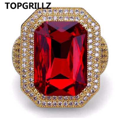 TOPGRILLZ New Fashion Hip Hop Ring Gold Color Plated Iced Out Bling Micro Pave CZ Stone Red Rhinestone Rings With 7,8,9,10,11
TOPGRILLZ New Fashion Hip Hop Ring Gold Color Plated Iced Out Bling Micro Pave CZ Stone Red Rhinestone Rings With 7,8,9,10,11