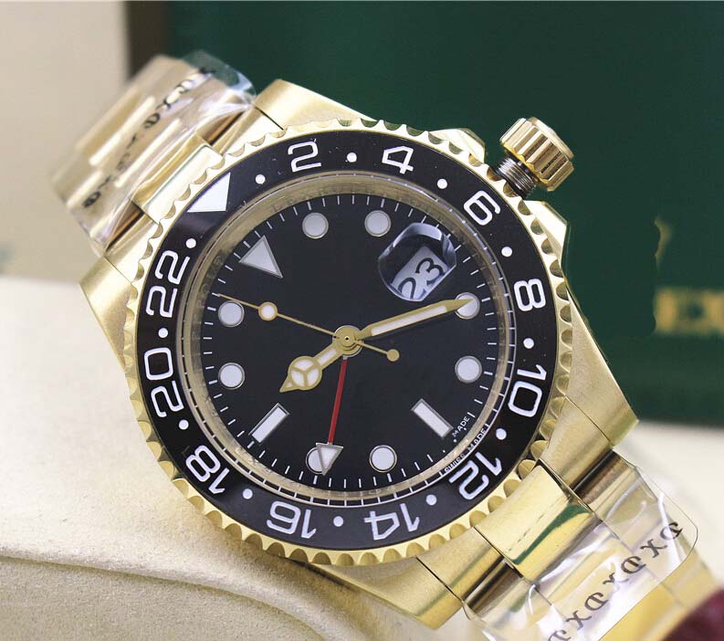 High Quality Watch + original box Asia 2813 Movement 40MM black ceramic bezel 18 k gold GMT 116718 16718 Mechanical Automatic Mens Watches
High Quality Watch + original box Asia 2813 Movement 40MM black ceramic bezel 18 k gold GMT 116718 16718 Mechanical Automatic Mens Watches