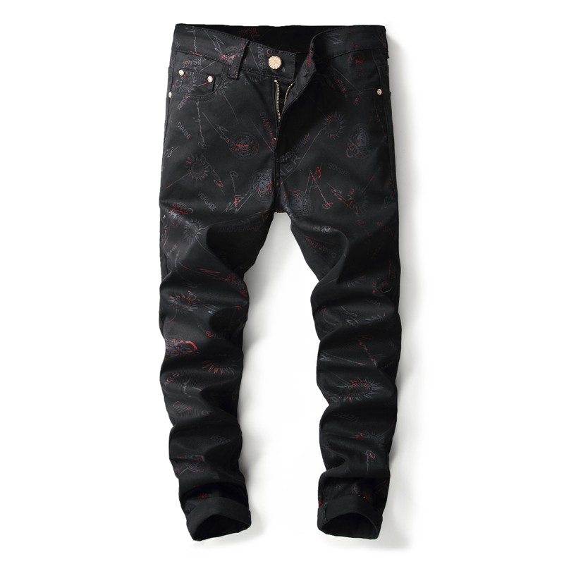 2018 New Brand Fashion Stretch Men's Jeans Black Printing Casual Slim Fit Elastic Casual Trousers Tight Denim Night Club Pants
2018 New Brand Fashion Stretch Men's Jeans Black Printing Casual Slim Fit Elastic Casual Trousers Tight Denim Night Club Pants