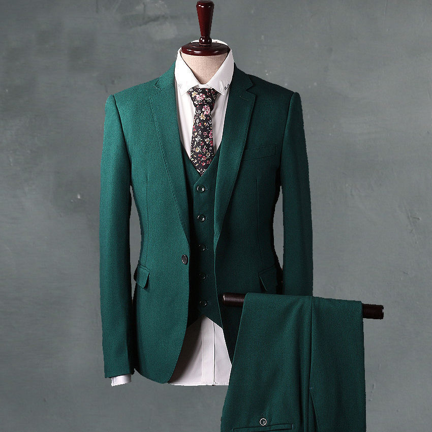 NEW Green Men's Formal Suits Groomsmen Tuxedos Slim Fit 38 40 42 44 46 48+Custom Three Pieces Top Quality Prom Suit Formal Occasion