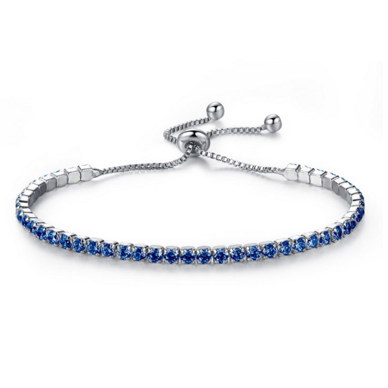 18K White Gold Plated Cubic Zircon Cluster Adjustable Box Chain Tennis Bracelets Fashion Womens Jewelry Bijoux for Party