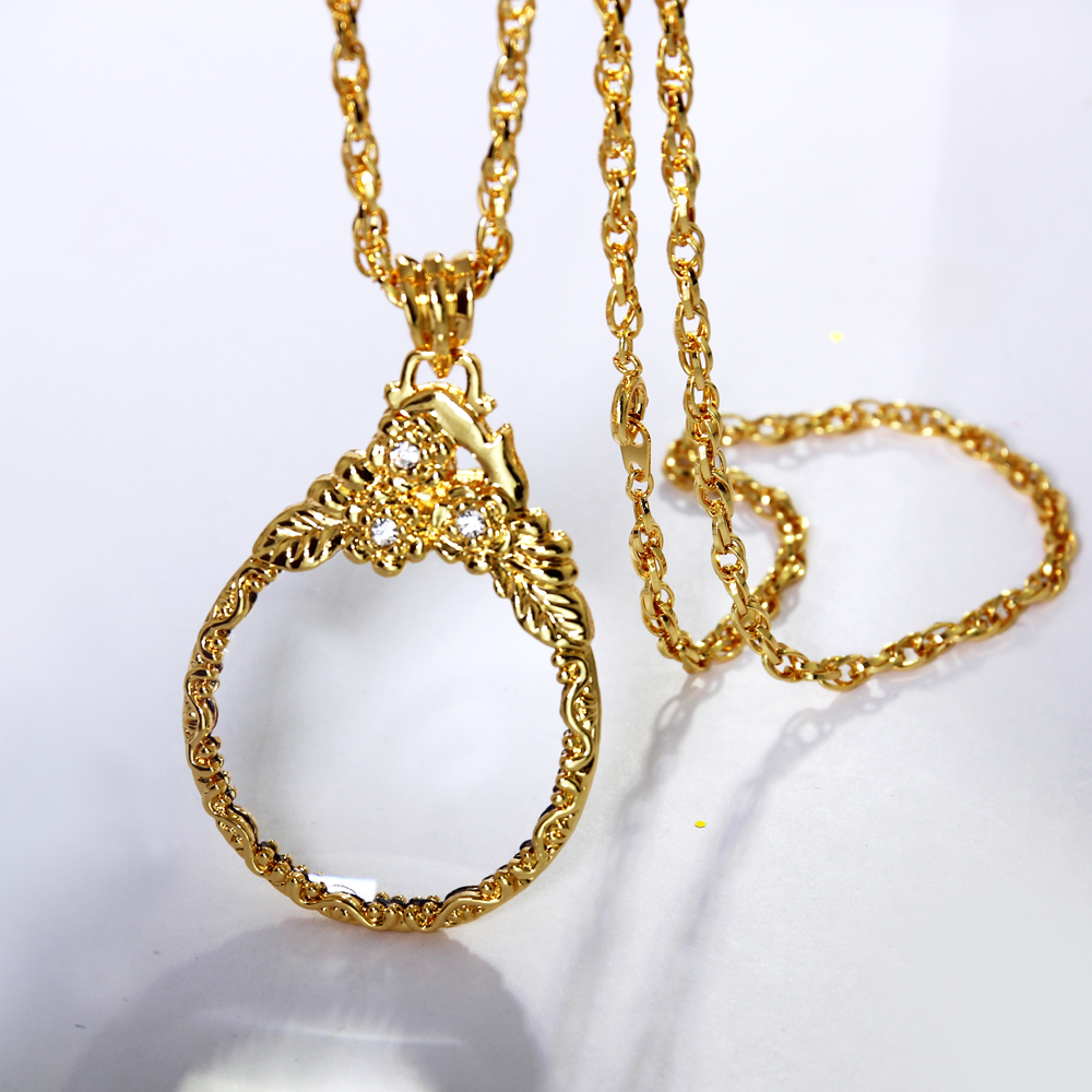 Magnifying glass for reading Magnifying glass necklace women's fashion Owl pendant Rhodium with crystal Magnifier necklace