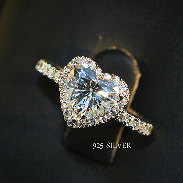 Victoria Wieck Classical Luxury Jewelry 925 Sterling Silver Pear Cut White Topaz CZ Diamond Promise Eternity Wedding Heart Ring for Women