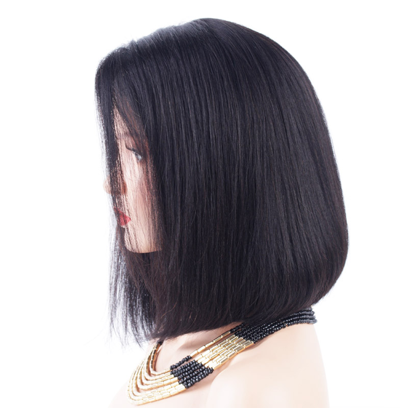 Short Bob Wigs Brazilian Virgin Hair Straight Frontal Lace Human Hair Wigs For Black Women Swiss Lace Frontal Wig