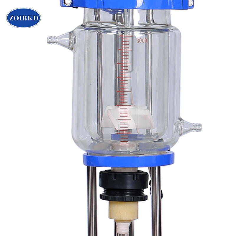 ZOIBKD Lab Supplies Double Layer Jacketed Glass Reactor S-2L GG17 High Borosilicate Continuous Stirred Tank Jacketed
