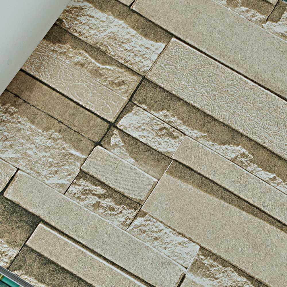 Modern Stacked brick 3d stone wallpaper roll grey brick wall background for living room pvc wall paper stereoscopic look