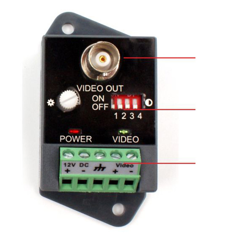 1 Video Balun Transmitter Receiver Active Power Video Balun Support 2400 Meters CCTV HDTVI HDCVI AHD-HD Active Balun