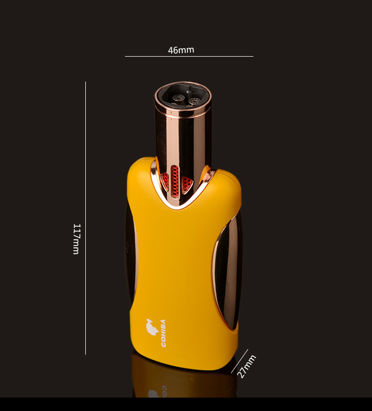 COHIBA Four torch Flame Cigar Lighter Windproof Refillable Butane Torch Gas Metal Lighter Original Jamaican Luxury Gift Box Packing
COHIBA Four torch Flame Cigar Lighter Windproof Refillable Butane Torch Gas Metal Lighter Original Jamaican Luxury Gift Box Packing