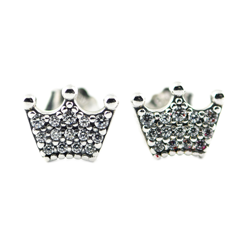 2018 Mother 925 Sterling Silver Delighted Crowns Stud Earrings For Women Original Jewelry Making Anniversary Gift Wholesale