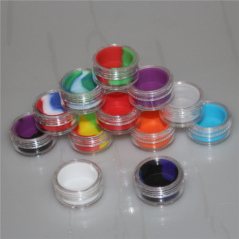 Acrylic silicon container 3ml wax concentrate silicone containers ABS non-stick dab bho oil jars tool storage jar