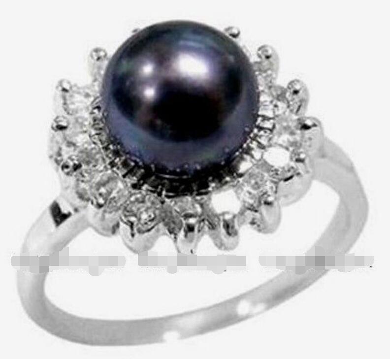 Charming! Natural Black Akoya Cultured pearl ring size 7 8 9 
Charming! Natural Black Akoya Cultured pearl ring size 7 8 9