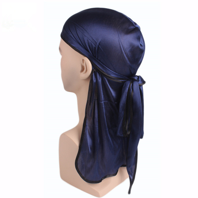 New Satin Long Tail Head Cap Elastic Bandanas Headwrap Men Women Chemotherapy Hat Silky Headbands