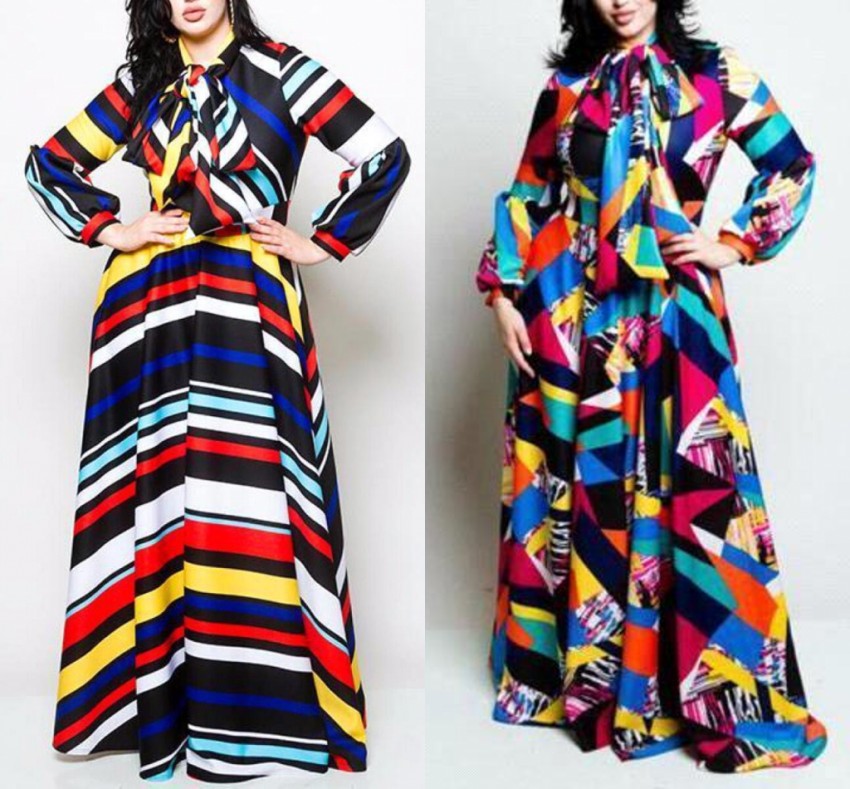 Plus Size Women Striped Maxi Dress with Bow Autumn Winter Lantern Sleeve Colorblocked Loose Dress Women Robe Femme FS5114
Plus Size Women Striped Maxi Dress with Bow Autumn Winter Lantern Sleeve Colorblocked Loose Dress Women Robe Femme FS5114