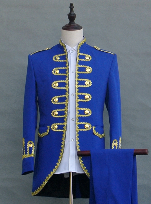 Real picture Double Breasted Gold ornament Wedding Groom Tuxedos Stand Collar Groomsmen Mens Dinner Blazer Suits (Jacket+Pants+Tie) NO:1633