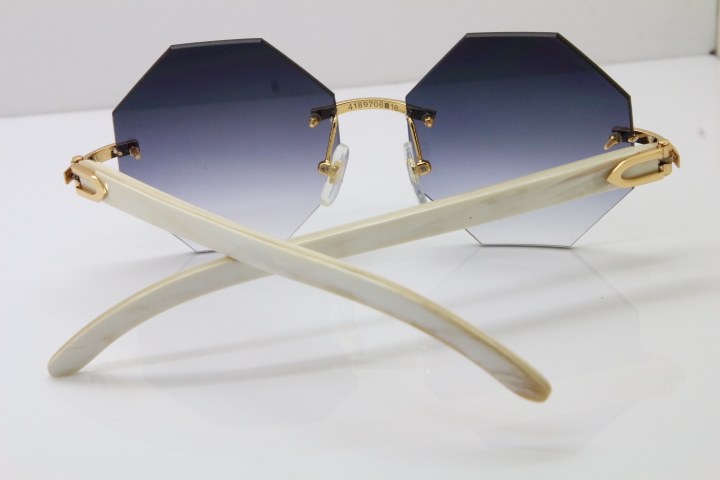 Rimless Sunglasses Metal White Buffalo Horn Sun glasses Unisex vintage 4189706 Eyeglasses with Red box C Decoration gold fram Fashion Accessories