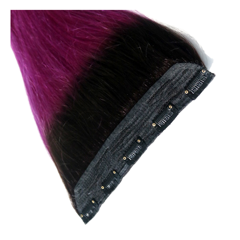 Hot Selling Wholesale 1B/violet Straight One Piece Clip In Human Hair Extensions 5Clips With Lace Remy Human Hair