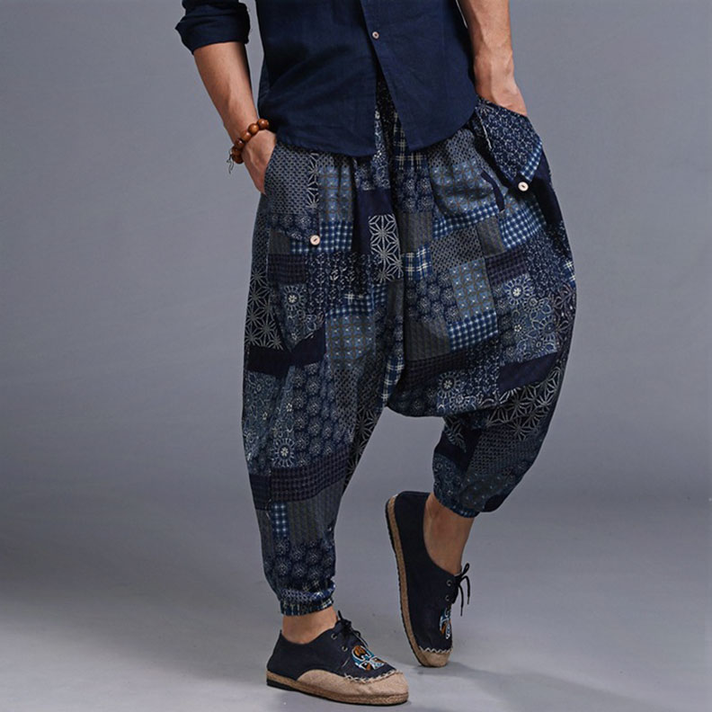 2017 Japanese Samurai Boho Low drop Crotch Loose Harem pants Baggy Hakama swag Cross Sweatpants Hiphop Dance Trousers 71905