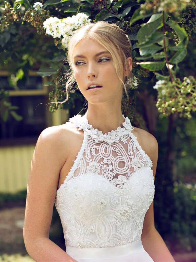riki dalal beach wedding dresses halter lace appliques illusion bridal gowns floor length bohemia wedding dress sexy back