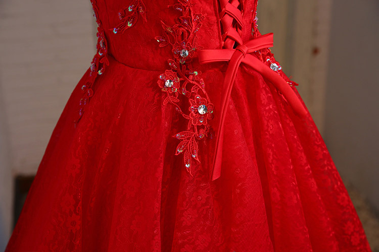 2018 New Arrival Vestidos Graduation Sleeveless O-neck Pink Red Champagne slim Lace A line Party Prom Dresses