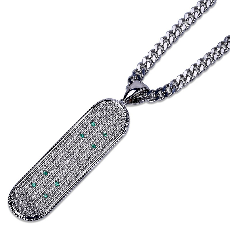 Mens Hip Hop Necklace Jewelry Silver Gold Cuban Link Chain Fashion Skateboard Pendant Necklaces For Men