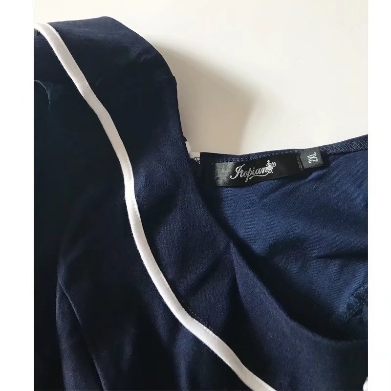 Cool Girl Audrey Hepburn Navy Blue Sleeveless Casual Midi Vintage Retro Rockabilly Dress