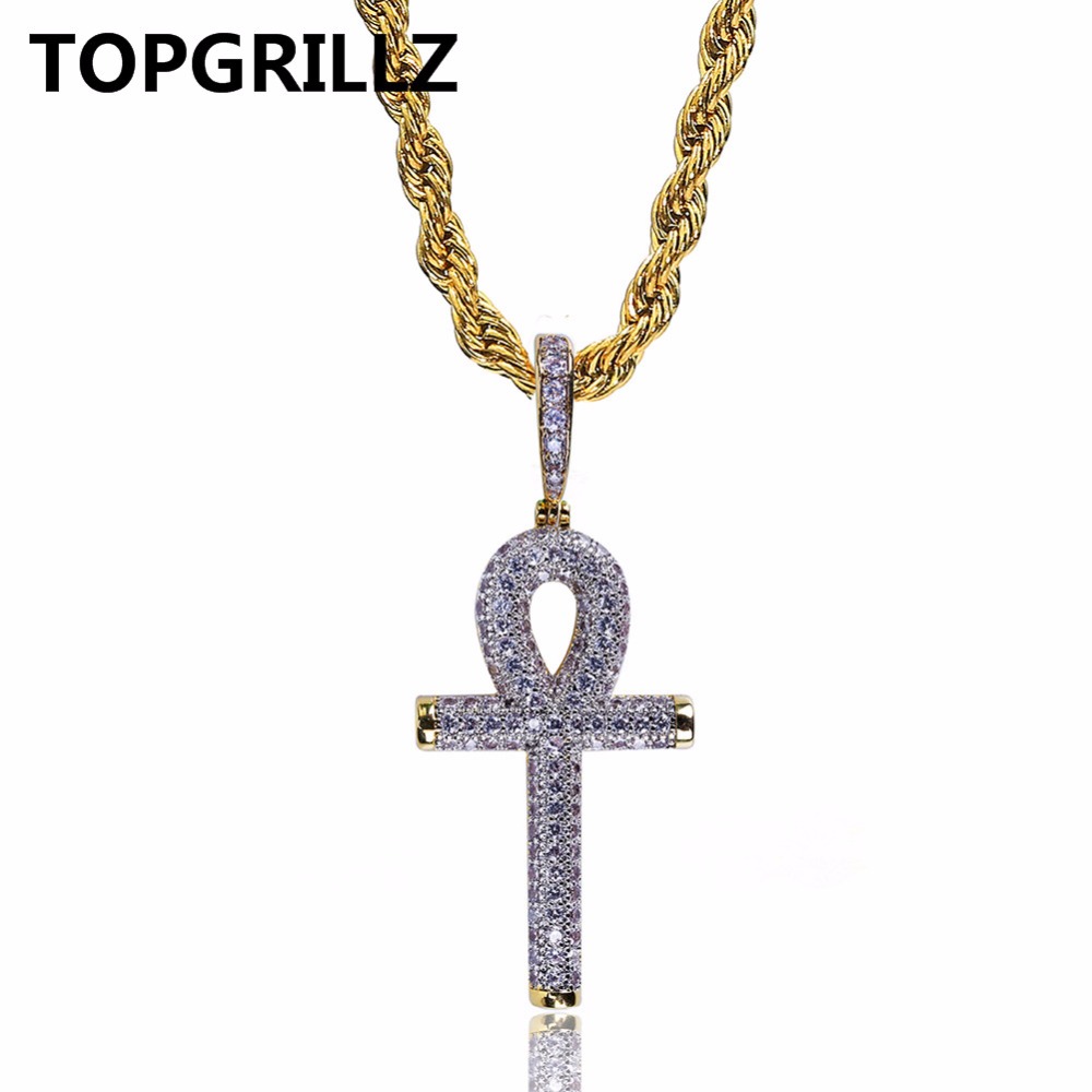 TOPGRILLZ Hip Hop Rock Necklace Gold Color All Iced Out Micro Pave CZ Stone Ankh Cross Pendant Necklaces With 60cm Rope Chain, Silver
TOPGRILLZ Hip Hop Rock Necklace Gold Color All Iced Out Micro Pave CZ Stone Ankh Cross Pendant Necklaces With 60cm Rope Chain, Silver
