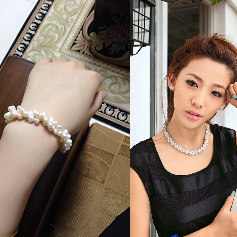 Freshwater pearl necklace jewelry sets for women,fashion real pearl necklace bracelet jewelry sets drop shipping fine gift