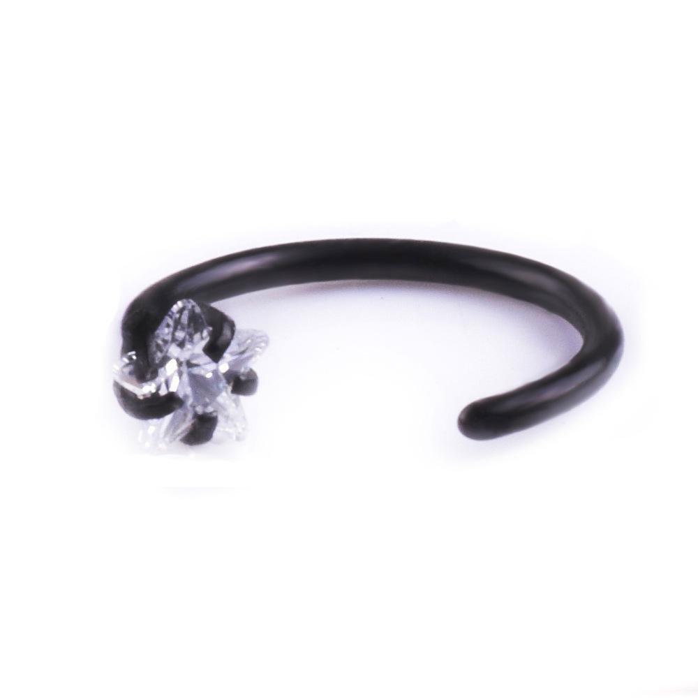 New Star Zircon Nose Hoop Rings Ear Cartilage Tragus Body Jewelry For Women Men Anti-allergy C Neck