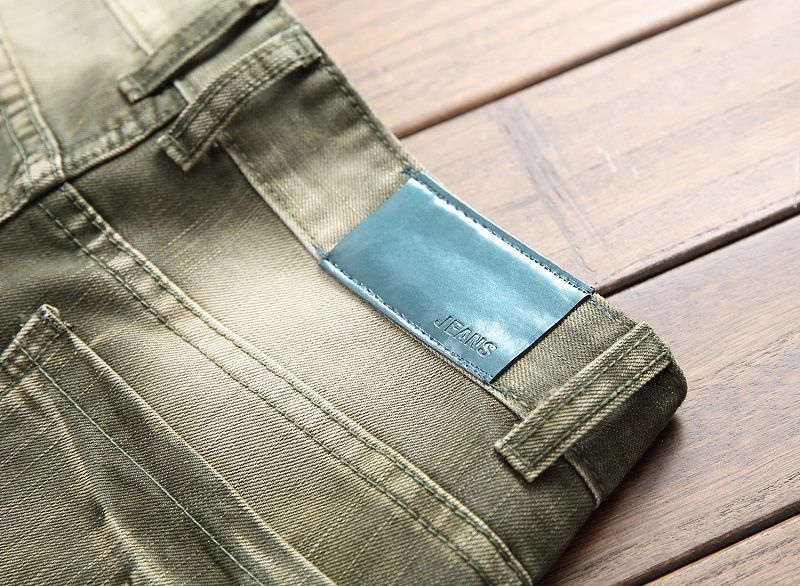 Mens Vintage Draped Jeans Multicolored Hip-Hop Skateboard Biker Jeans Long Straight Pants Skinny Fit Slim jeans