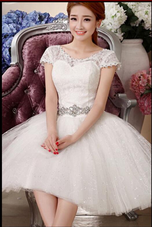 2018 Fashion Short Bride Gowns Crystal Bridal Dresses Plus Size vestido de noiva