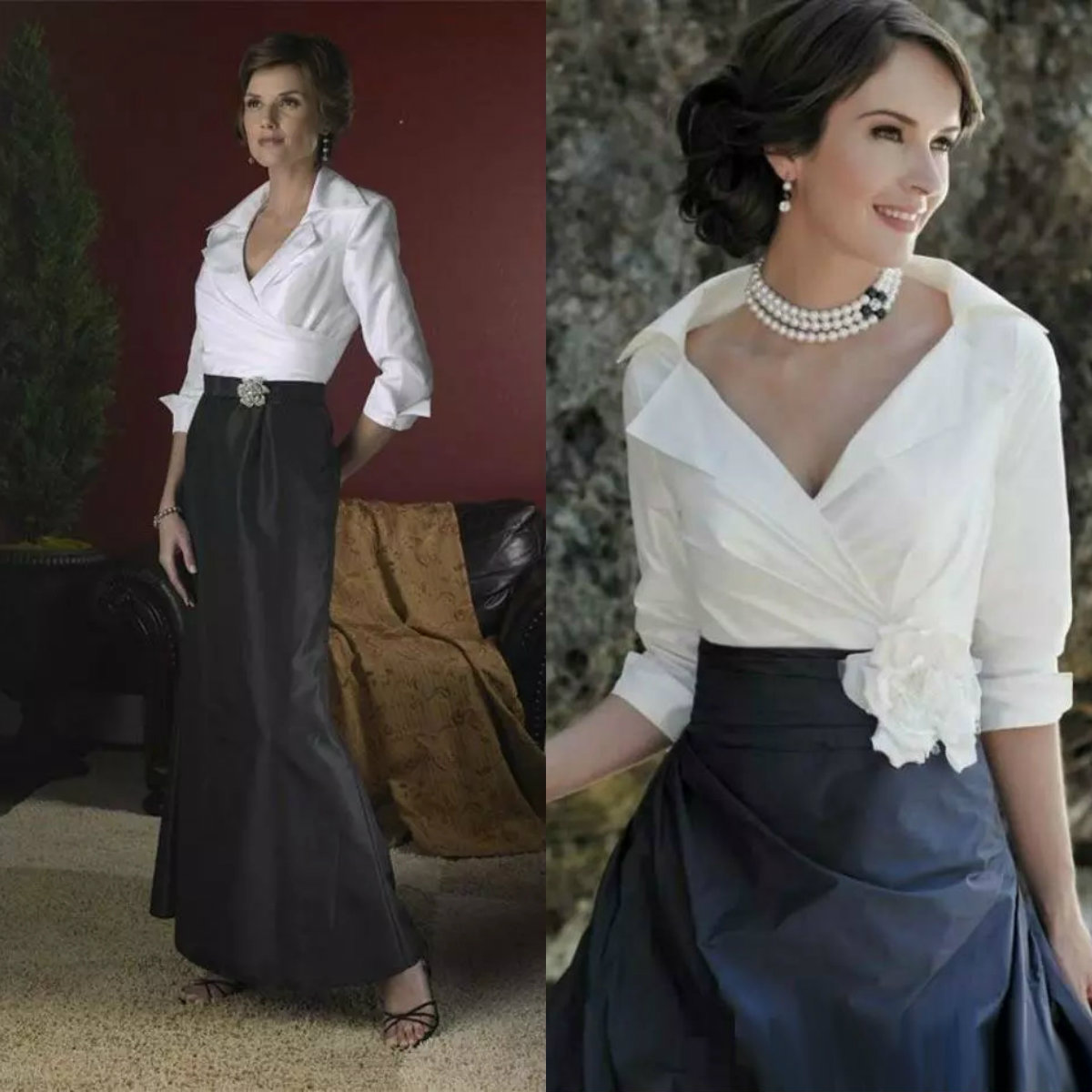 2018 Elegant Mother Of The Bride Dresses Spring Long Sleeve Ankle Length Taffeta Mermaid Wedding Guest Dress Evening Gowns