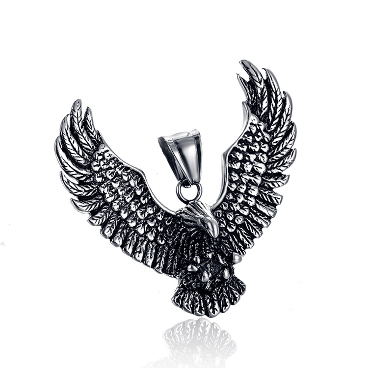 Elegant Golden Retro Eagle Hawk Wing Pendant for Men - Premium 316L Stainless Steel Chain