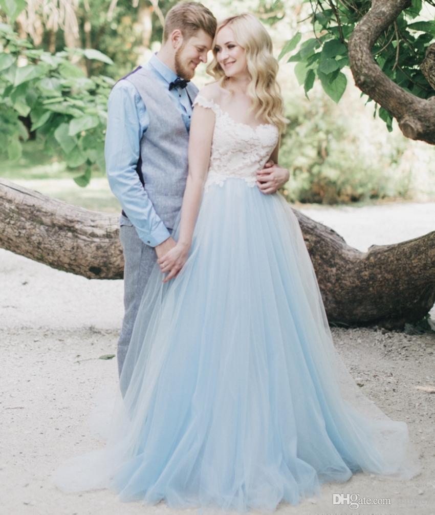 Beach Boho Tulle Wedding Dresses Bridal Gowns 2022 Two Pieces Fairy A Line Cap Sleeves Backless Plus Size Bohemian Bride Dress Custom Made Vestidos De