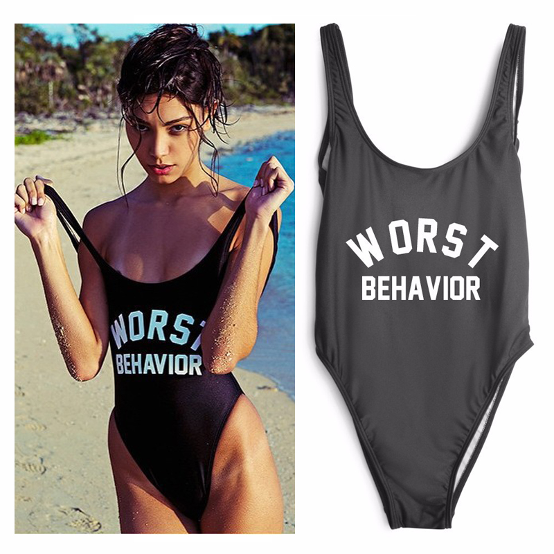WORST BEHAVIOR Swimwear Women One Piece Swimsuit Sport Letter Print Black Bathing Suit Sexy Bodysuit Girls maillot de bain femme, Worstbehavior white
WORST BEHAVIOR Swimwear Women One Piece Swimsuit Sport Letter Print Black Bathing Suit Sexy Bodysuit Girls maillot de bain femme, Worstbehavior white