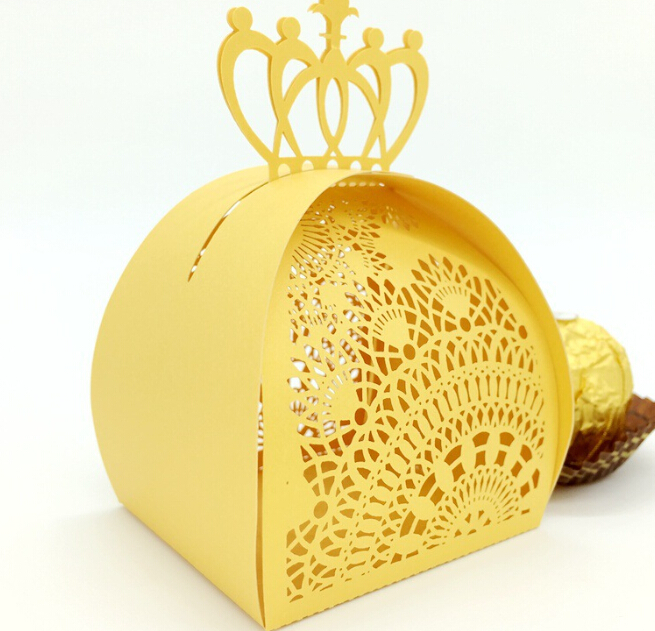 Crown Design Cnady Case Laser Cut Lace Crown Candy Box Wedding Party Candy Box Gifts Box