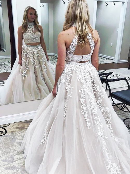 2022 A-Line Two Piece Prom Dresses Ivory Princess High Neck Sweep Train Tulle Lace Applique Beaded Arabic Evening Gowns Dresses, Lavender
2022 A-Line Two Piece Prom Dresses Ivory Princess High Neck Sweep Train Tulle Lace Applique Beaded Arabic Evening Gowns Dresses, Lavender