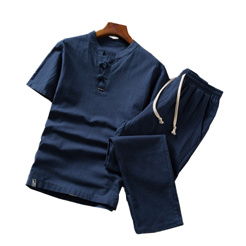 Summer Men' Short-sleeved Suit 5XL Cotton Linen Mens Two-piece Set Fashion Casual Man Loose and Comfortable Drawstring Pants, Hei se yuan ling
Summer Men' Short-sleeved Suit 5XL Cotton Linen Mens Two-piece Set Fashion Casual Man Loose and Comfortable Drawstring Pants, Hei se yuan ling