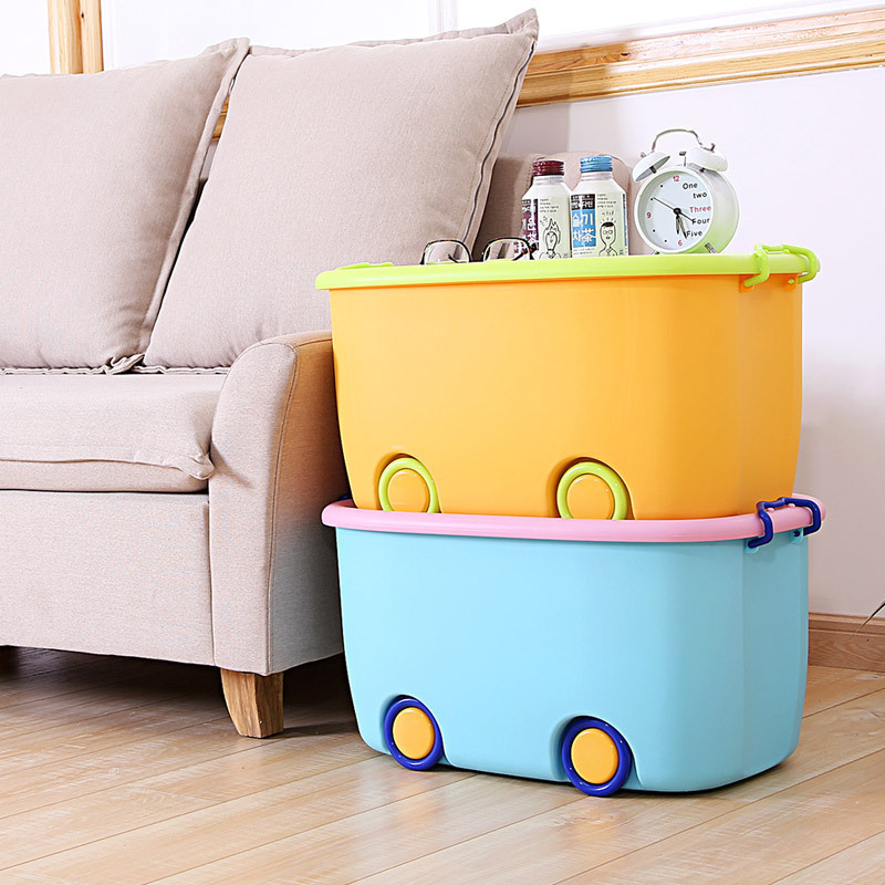 Extra Large Pulley Children's Toys Finishing Cartoon Plastic Convenient Turnover Storage Snacks Books Tool Storage Box